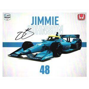 Jimmie Johnson IndyCar Signed Racing Print Honda Carvana 9x7